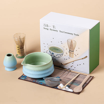 Matcha Tea Set Ceramic Japanese Gradient Blue Green