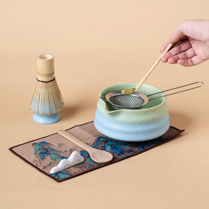 Matcha Tea Set Ceramic Japanese Gradient Blue Green