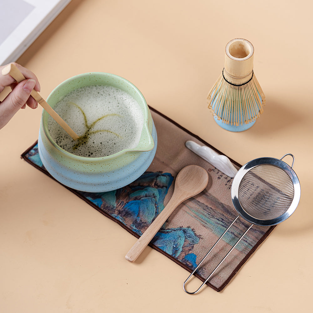 Matcha Tea Set Ceramic Japanese Gradient Blue Green