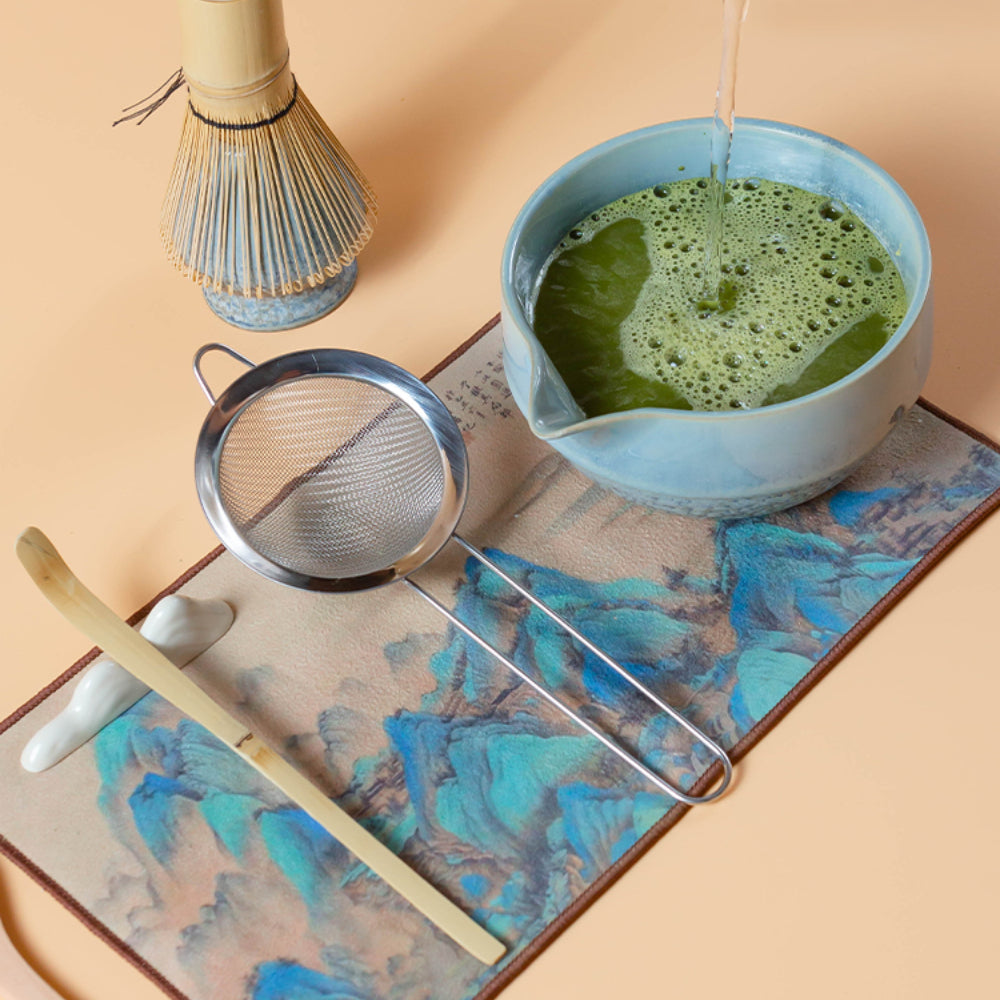 Matcha Tea Set Japanese Ceramic Bowl Bamboo Whisk 8-Piece