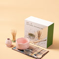 Pink Matcha Tea Set Ceramic Chawan 550ml Bamboo Whisk 8-Piece