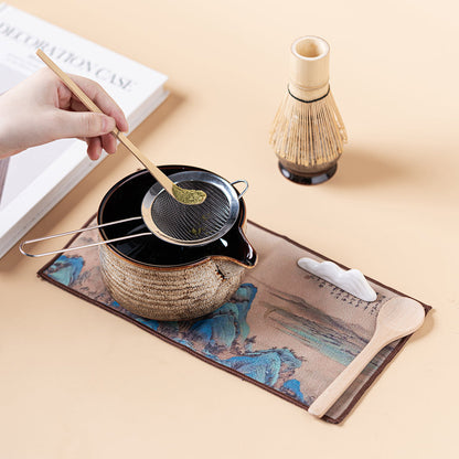 Matcha Tea Set | Vintage Kiln Glaze Wide Chawan & 8-Piece