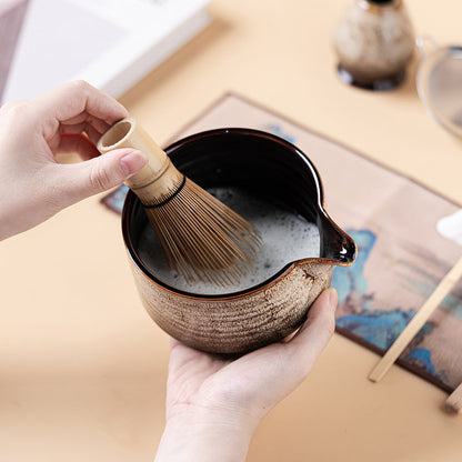 Matcha Tea Set | Vintage Kiln Glaze Wide Chawan & 8-Piece
