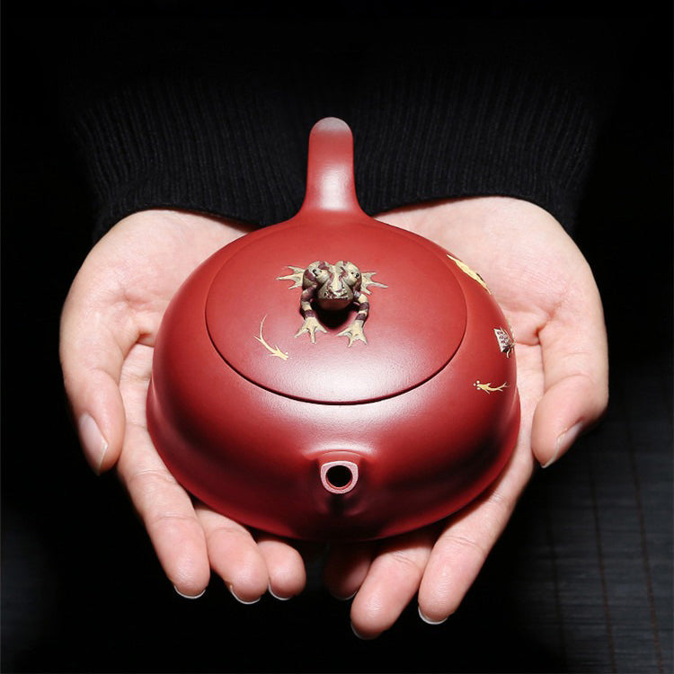 Handmade Purple Clay Lotus Tea Set | 8-Piece