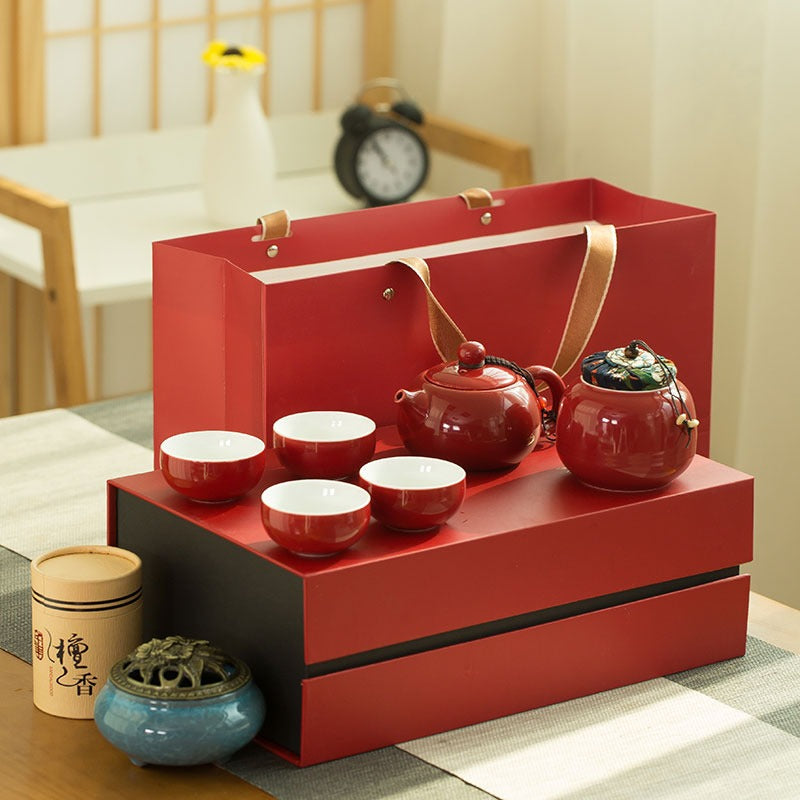 Chinese Red Tea Set | Dehua Porcelain Incense Burner