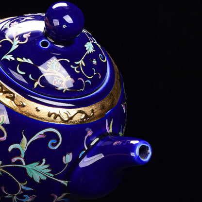 Jingdezhen Enamel Tea Set 925 Sterling Silver Interior 17-Piece