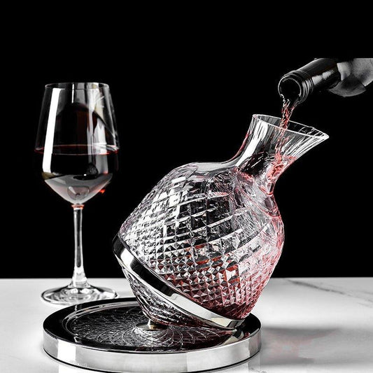 Wine Decanter – 360° Rotating Crystal Hand Blown Luxury