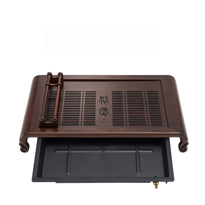 Ebony Wood Gongfu Tea Tray with Cup Holder & Drain