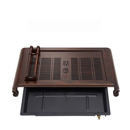 Ebony Wood Gongfu Tea Tray with Cup Holder & Drain