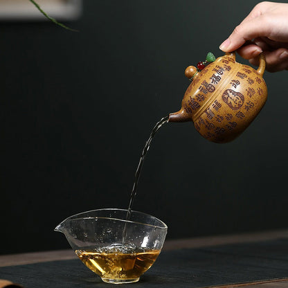 Yixing Teapot Fu Gourd Gold Sand Clay | 270ml Gift Set