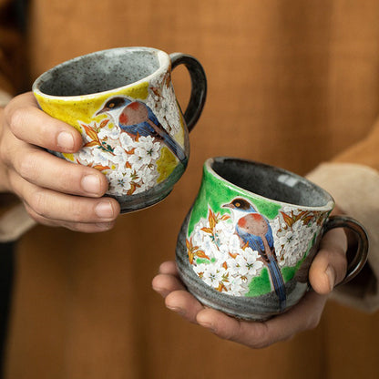 Kutani-yaki Cherry Blossoms & Birds Tea Cup