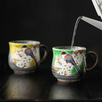 Kutani-yaki Cherry Blossoms & Birds Tea Cup