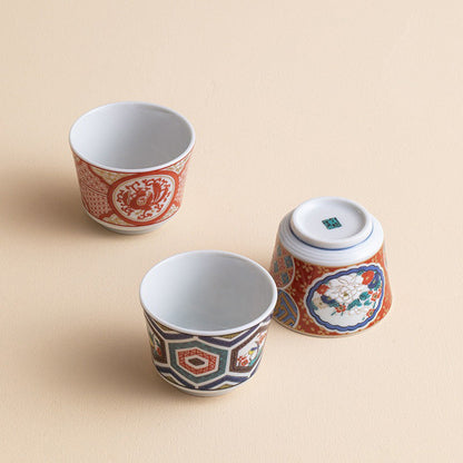 Kutani Porcelain Tea Cup Set of 5 | Five Pattern Gift Set