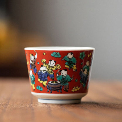 Kutani Porcelain Tea Cup Set of 5 | Five Pattern Gift Set