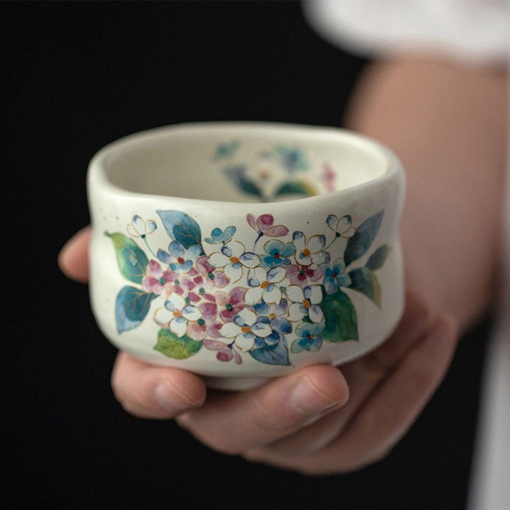 Tea Cup Set of 5 Japanese Mino-Yaki Four Seasons Shino Glaze 280ml