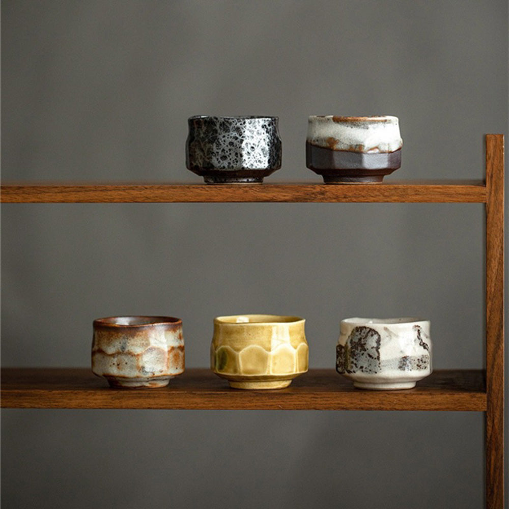 Tea Cup Set of 5 Japanese Mino-Yaki Wabi-Sabi Handmade 90ml