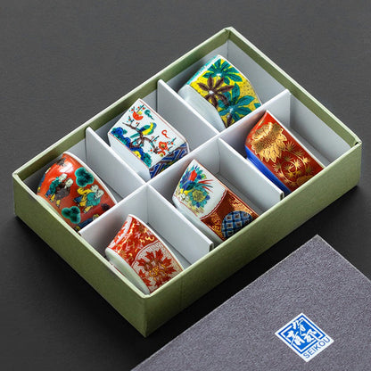 Kutani-yaki Ceramic Tea Cup Set of 6 | Six Styles