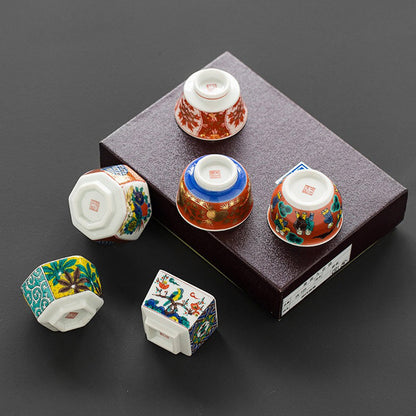 Kutani-yaki Ceramic Tea Cup Set of 6 | Six Styles