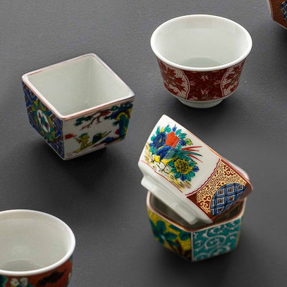 Kutani-yaki Ceramic Tea Cup Set of 6 | Six Styles