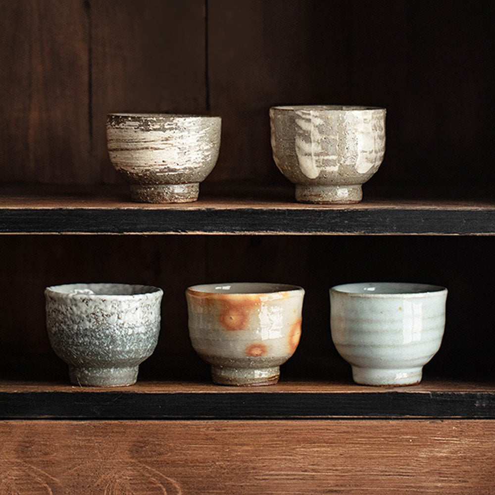 Tea Cup Set of 5 Wango-Yaki Pottery Japanese 90ml