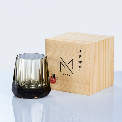 Artisan Whiskey Glass Edo Kiriko Kage-Hana Vertical Cut Crystal | Japanese Glassware