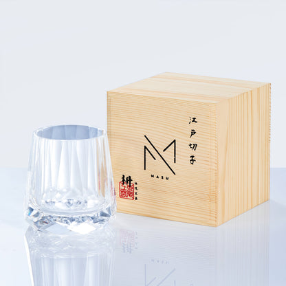 Artisan Whiskey Glass Edo Kiriko Kage-Hana Vertical Cut Crystal | Japanese Glassware