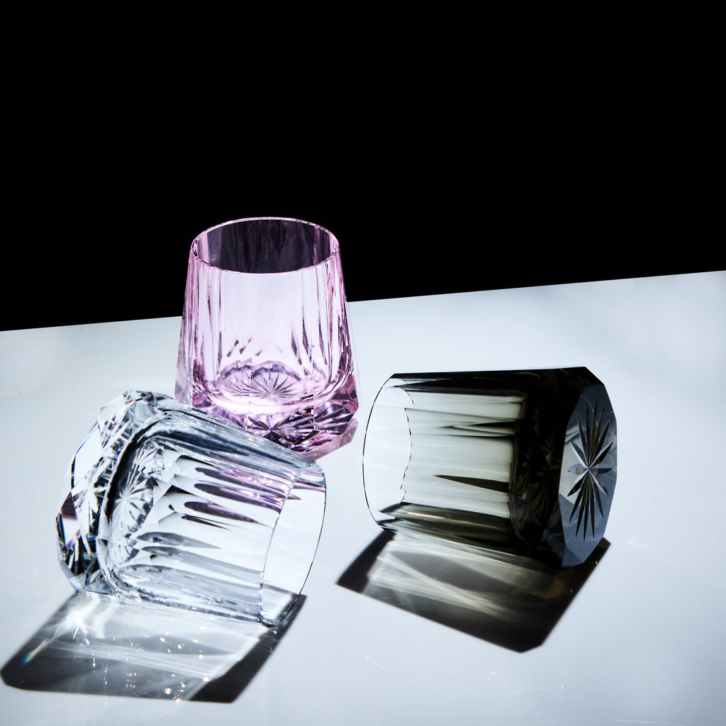 Artisan Whiskey Glass Edo Kiriko Kage-Hana Vertical Cut Crystal | Japanese Glassware