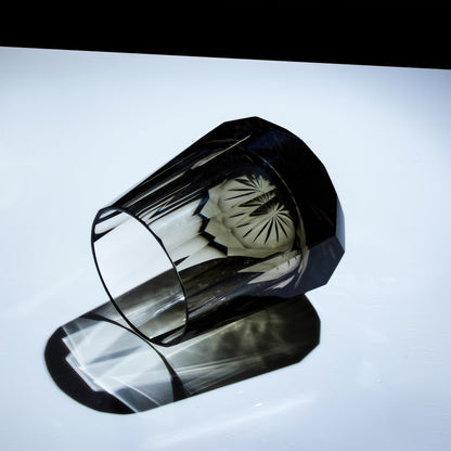 Artisan Whiskey Glass Edo Kiriko Kage-Hana Vertical Cut Crystal | Japanese Glassware