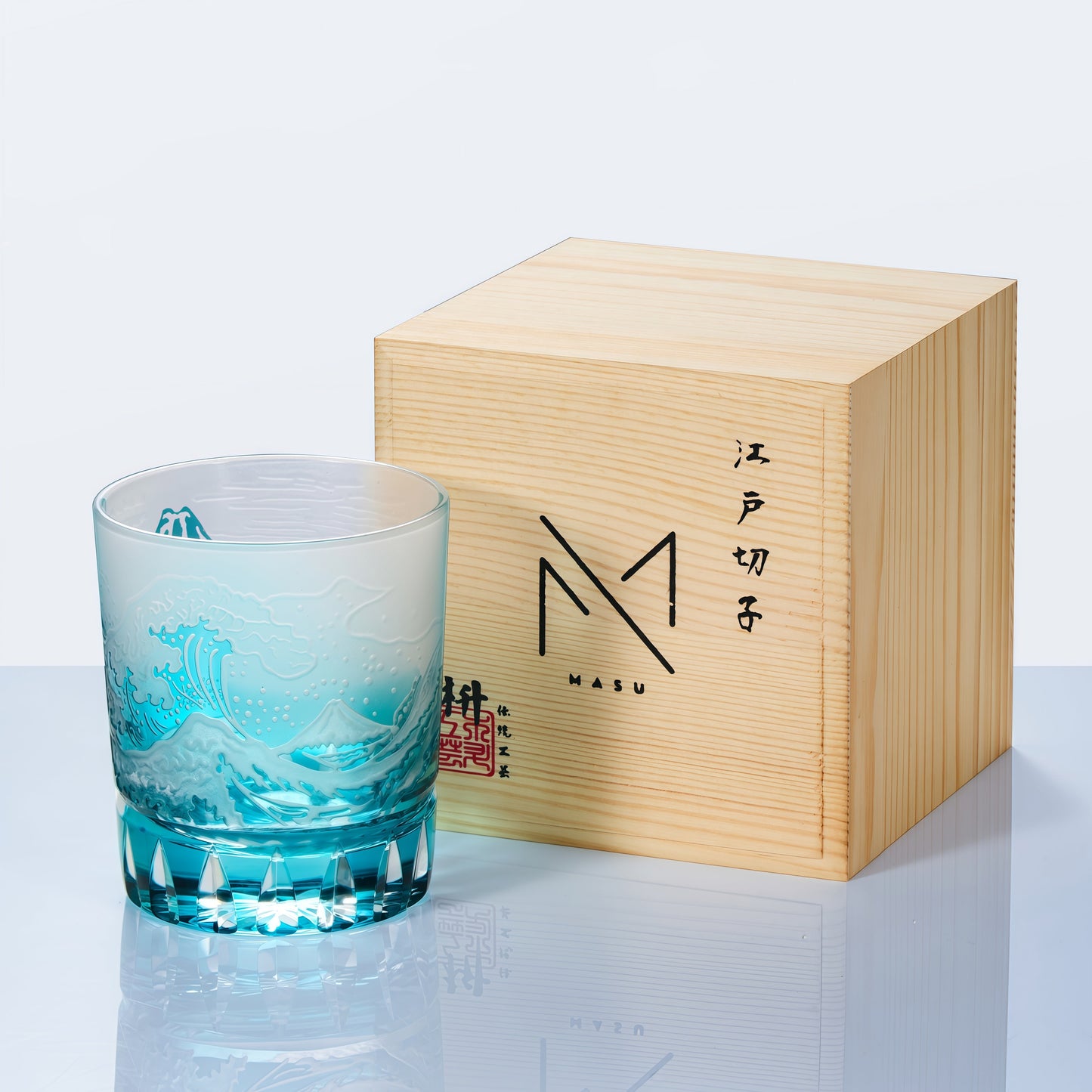 Whiskey Glass Edo Kiriko Fuji Wave | Hokusai Crystal Hand-Cut Art