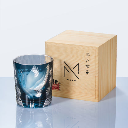 Whiskey Glass Soaring Crane – Edo Kiriko Handcrafted Crystal