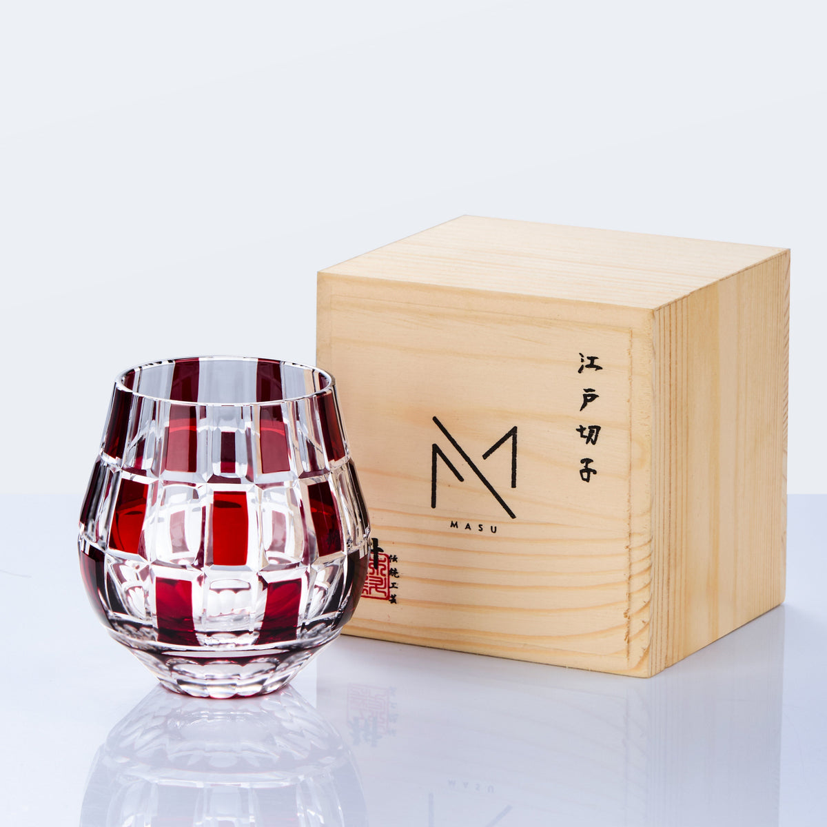 Whiskey Glass Edo Kiriko Ichimatsu Checkerboard Hand-Cut Crystal | Japanese Artisan Glassware