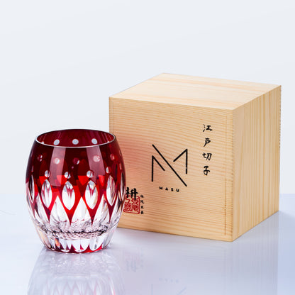 Whiskey Glass Edo Kiriko Tama-no-Shizuku | Aka & Ruri Crystal