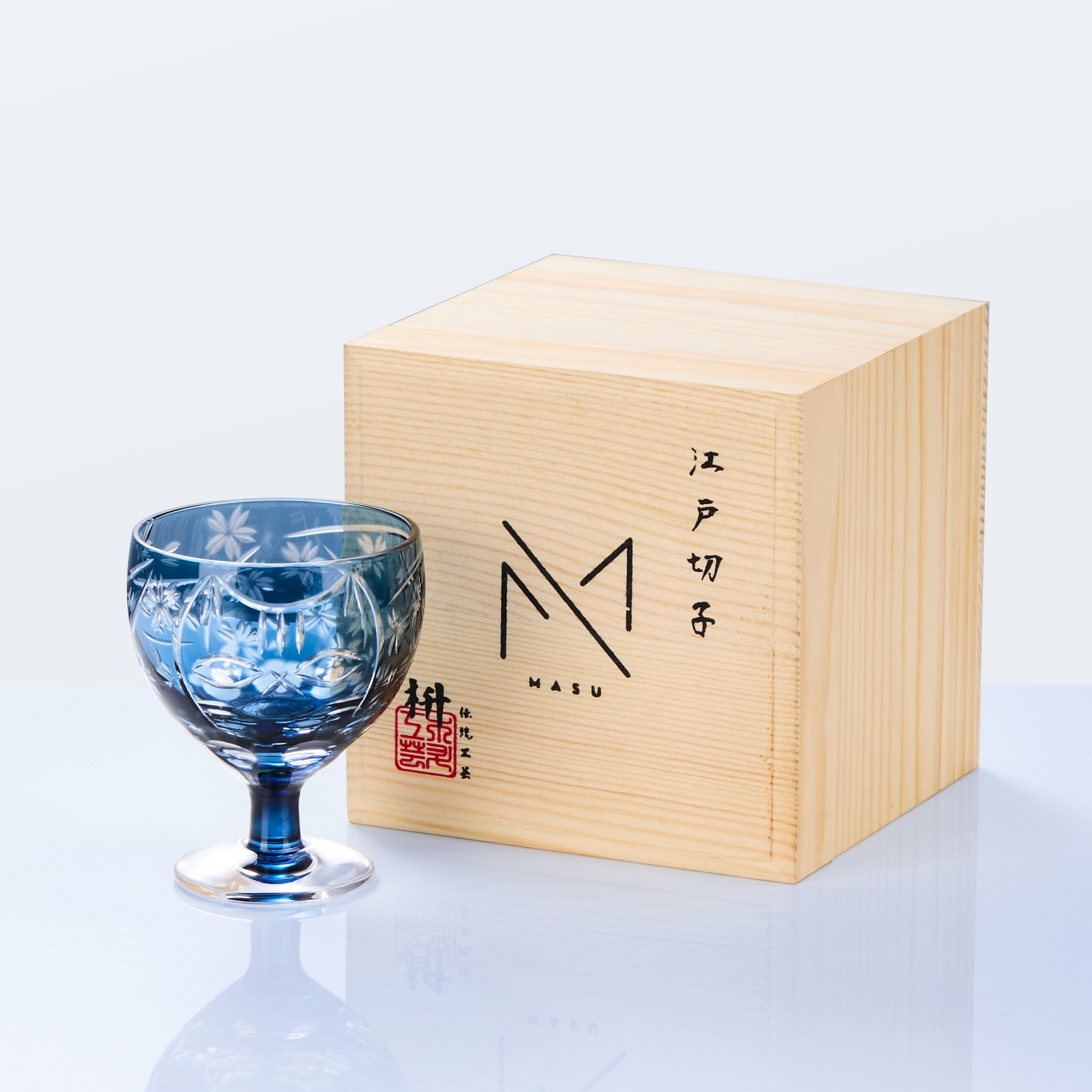Sake Glass Sakura no Kaze Rounded Goblet | Edo Kiriko Spring Crystal