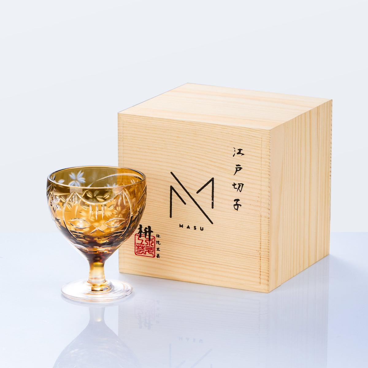 Sake Glass Sakura no Kaze Rounded Goblet | Edo Kiriko Spring Crystal