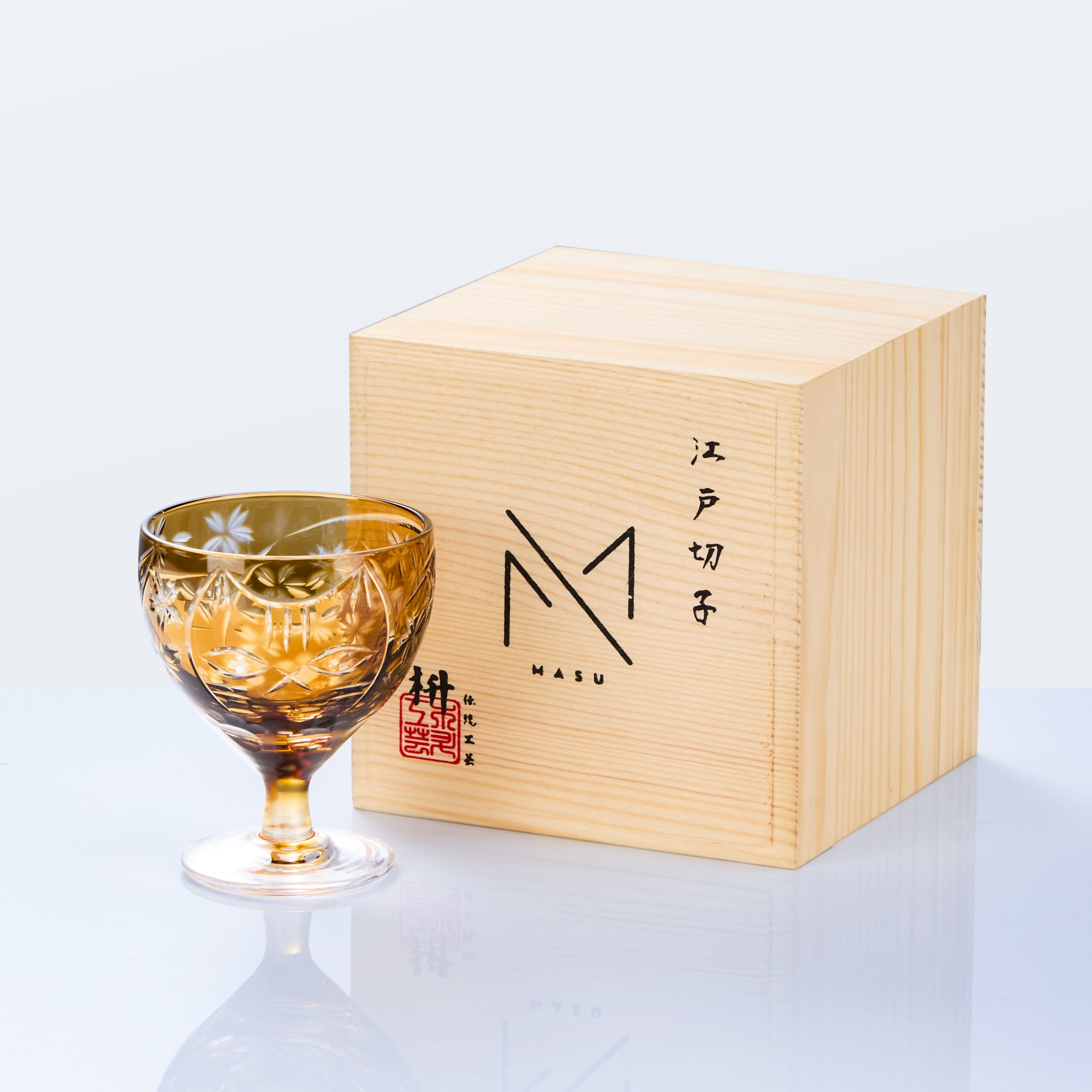 Sake Glass Sakura no Kaze Rounded Goblet | Edo Kiriko Spring Crystal