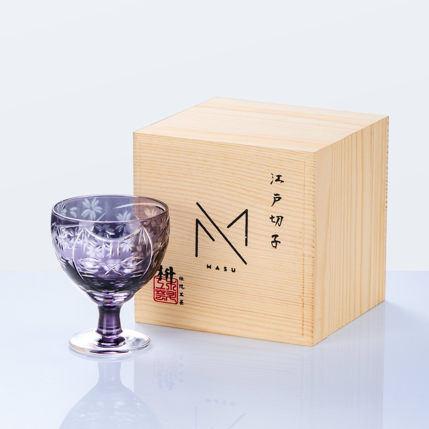 Sake Glass Sakura no Kaze Rounded Goblet | Edo Kiriko Spring Crystal