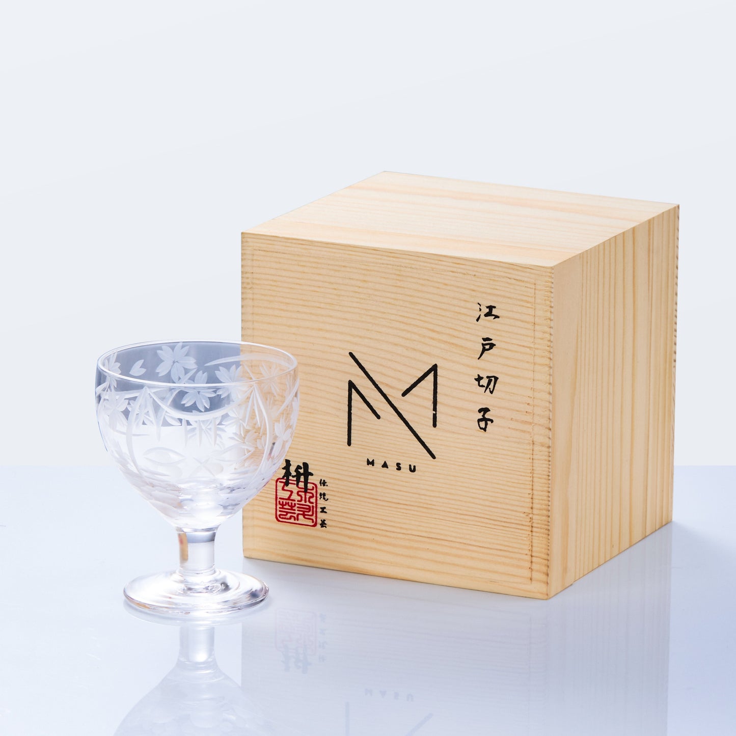 Sake Glass Sakura no Kaze Rounded Goblet | Edo Kiriko Spring Crystal