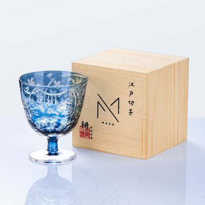 Sake Glass Sakura Nami Slim Goblet | Edo Kiriko Cherry Blossom Wave