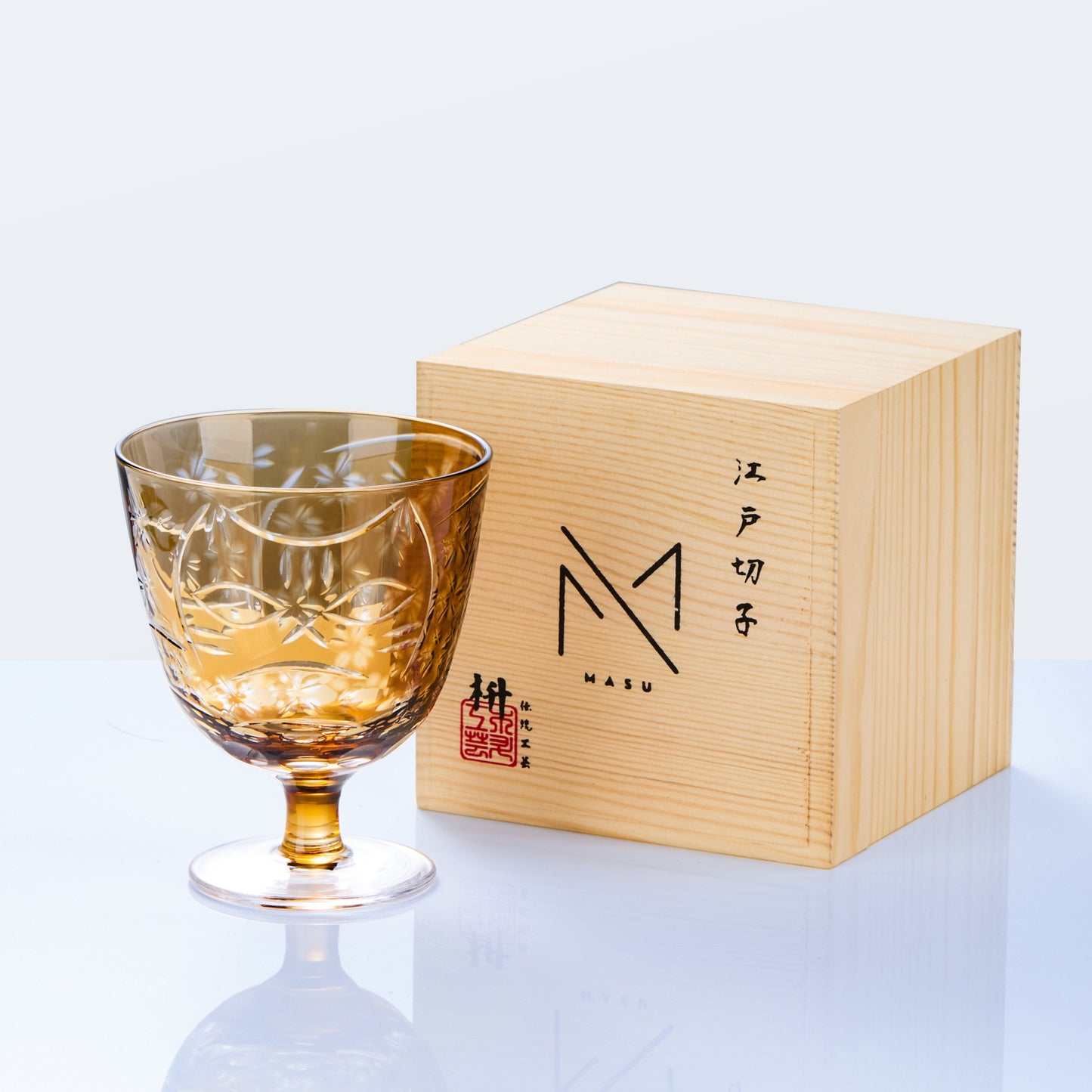 Sake Glass Sakura Nami Slim Goblet | Edo Kiriko Cherry Blossom Wave
