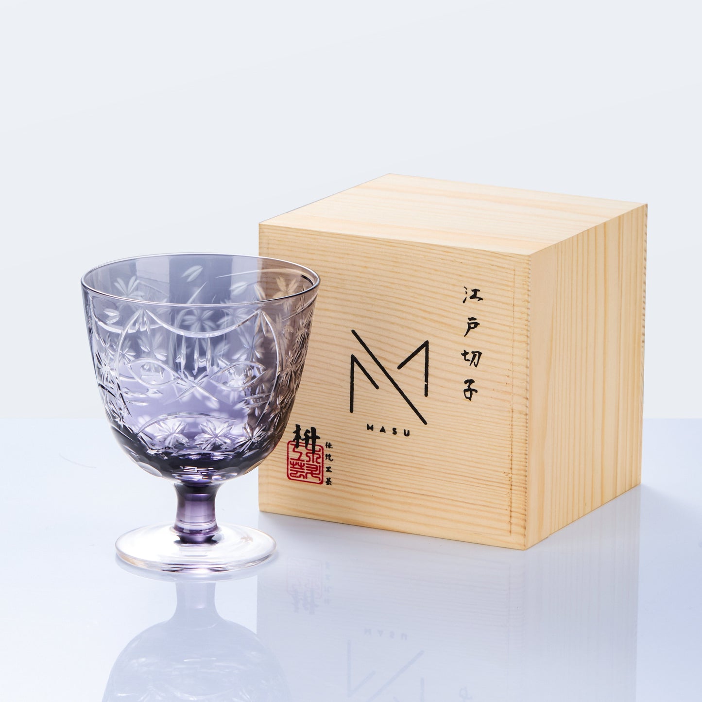 Sake Glass Sakura Nami Slim Goblet | Edo Kiriko Cherry Blossom Wave