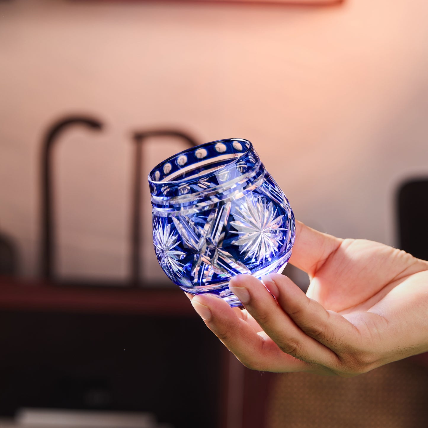 Japanese Whiskey Glass Edo Kiriko Hoshi-no-Kagayaki Starburst Hand-Cut Crystal | Artisan Glassware