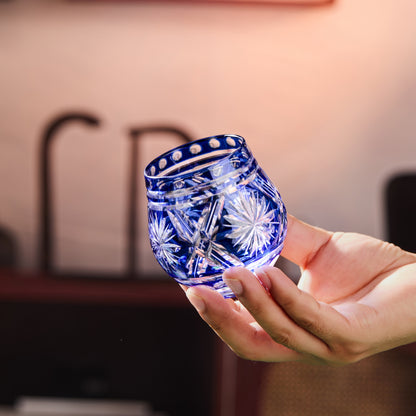 Japanese Whiskey Glass Edo Kiriko Hoshi-no-Kagayaki Starburst Hand-Cut Crystal | Artisan Glassware