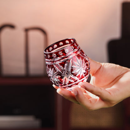 Japanese Whiskey Glass Edo Kiriko Hoshi-no-Kagayaki Starburst Hand-Cut Crystal | Artisan Glassware