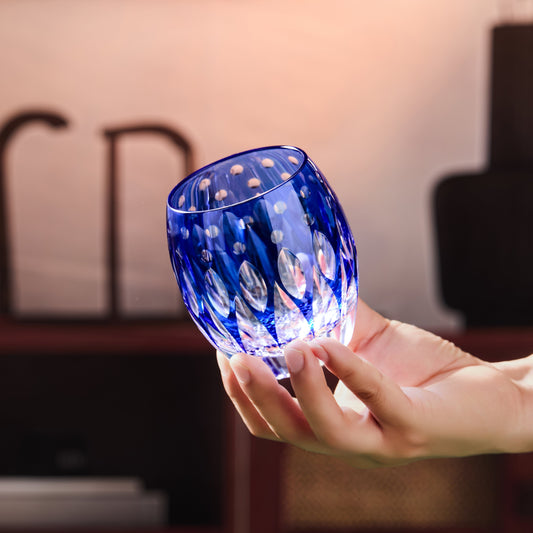 Whiskey Glass Edo Kiriko Tama-no-Shizuku | Aka & Ruri Crystal