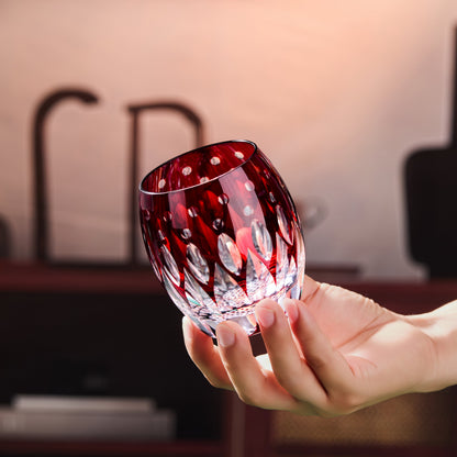 Whiskey Glass Edo Kiriko Tama-no-Shizuku | Aka & Ruri Crystal