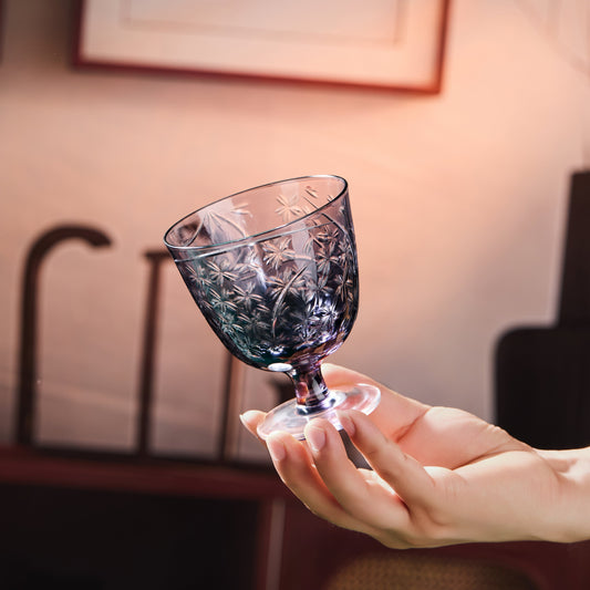 Sake Glass Sakura Nami Slim Goblet | Edo Kiriko Cherry Blossom Wave