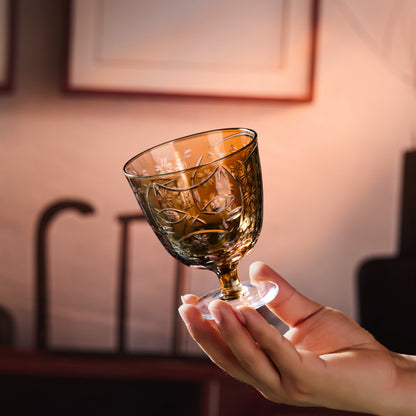 Sake Glass Sakura Nami Slim Goblet | Edo Kiriko Cherry Blossom Wave