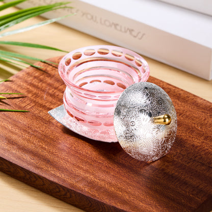 Edo Kiriko Lidded Glass Set Chimi Washokki – Hand-Cut Japanese Glassware with Wooden Box | Gold & Silver