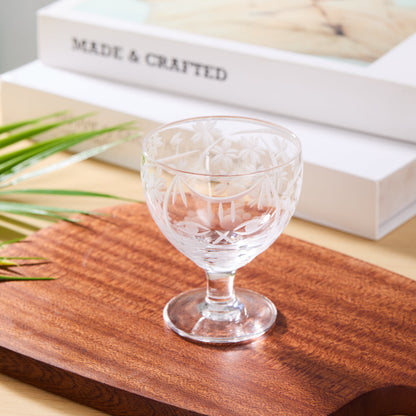 Sake Glass Sakura no Kaze Rounded Goblet | Edo Kiriko Spring Crystal