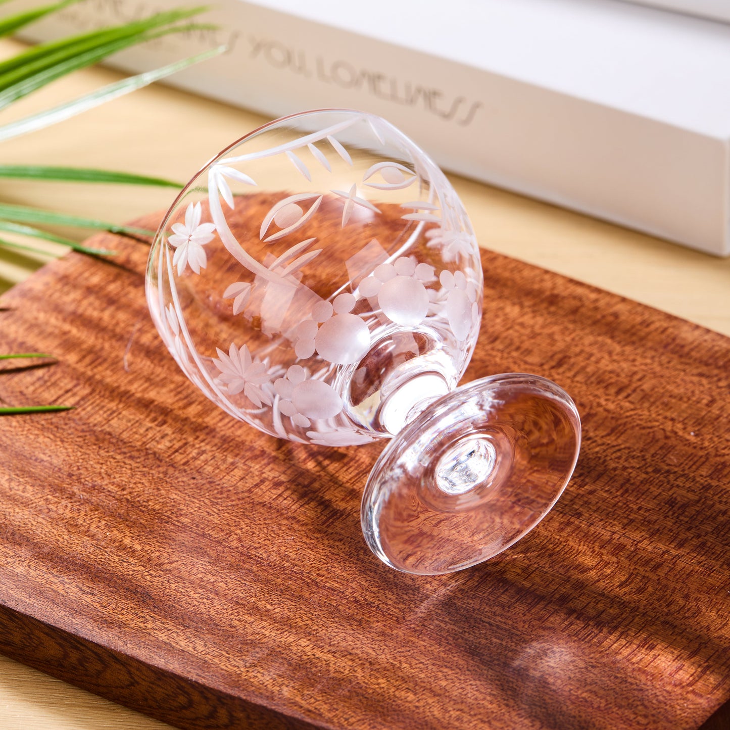 Sake Glass Sakura no Kaze Rounded Goblet | Edo Kiriko Spring Crystal